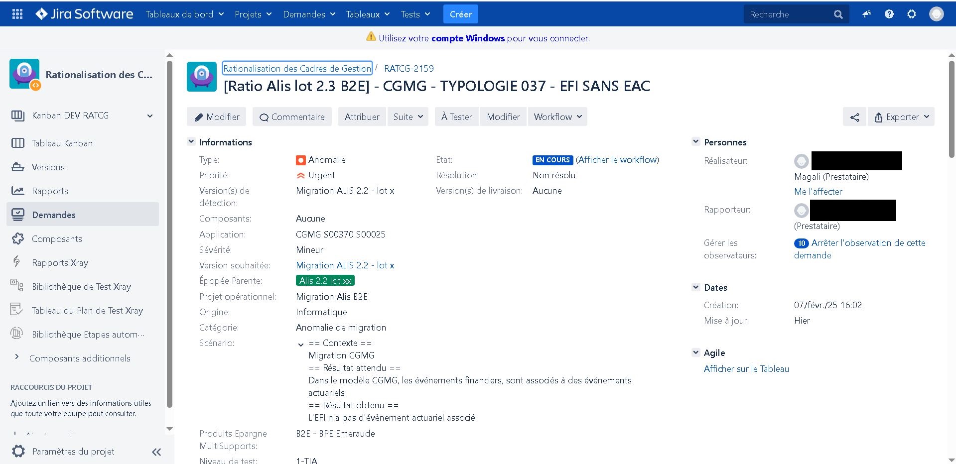 Exemple de ticket JIRA