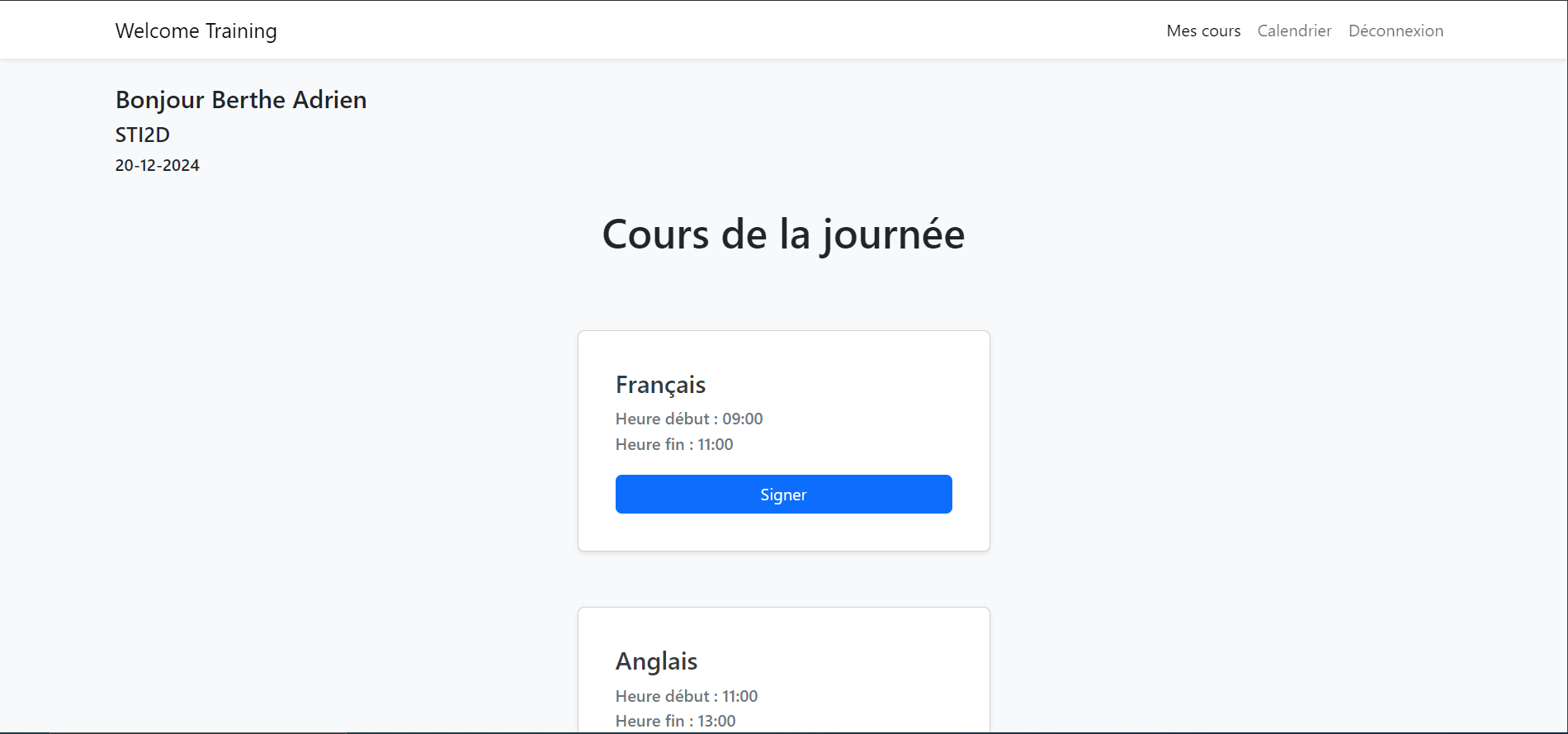 Projet Welcome Training